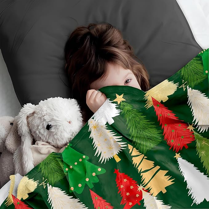 Christmas Fleece Throw Blanket – 300GSM Soft and Cozy Holiday Blanket for Sofa, Bed, Couch – Xmas Decorative Flannel Blanket, W60 x L80in