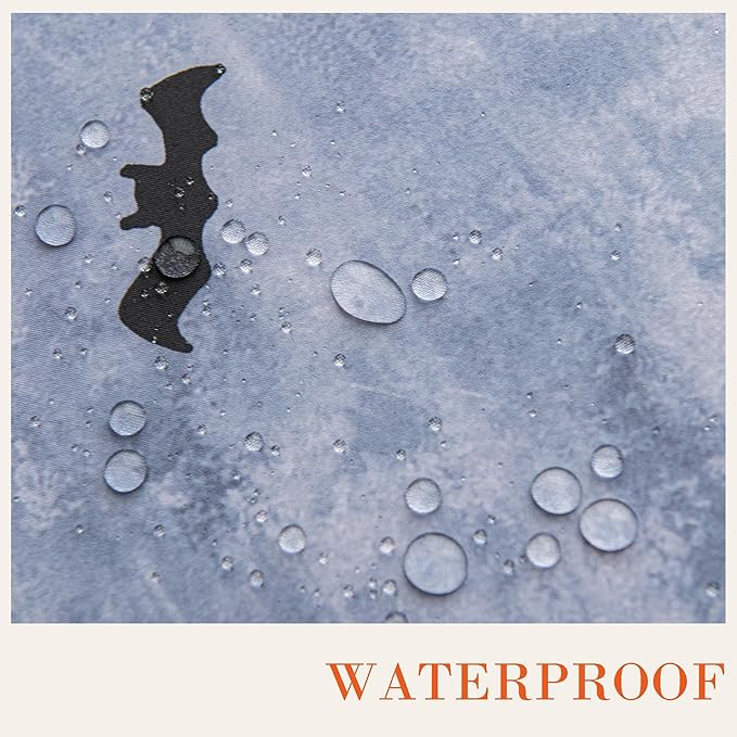 Halloween Waterproof Tablecloth – Spooky Pumpkin, Black Cat, Bat & Spider Web Design – Gray Holiday Table Cover for Party, Dining, and Home Decor, 60" Round