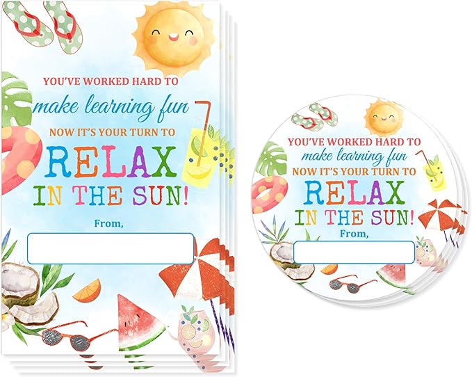 Teacher Appreciation Gift Tags, 40 Pcs Thank You Tags, Summer Stickers for Presents Wrapping Envelope Seals Lables Boxes Cards Party Favor Decorations A05
