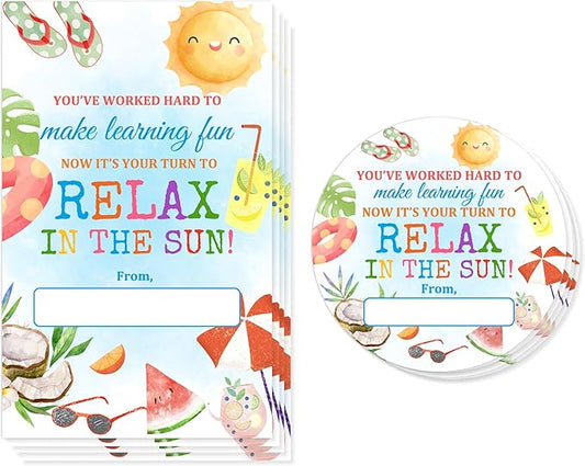Teacher Appreciation Gift Tags, 40 Pcs Thank You Tags, Summer Stickers for Presents Wrapping Envelope Seals Lables Boxes Cards Party Favor Decorations A05
