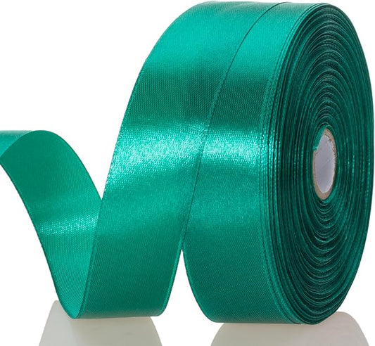 1 Inch Teal Solid Satin Ribbon, 50 Yards Craft Fabric Ribbon for Gift Wrapping Floral Bouquets Wedding Party Decoration