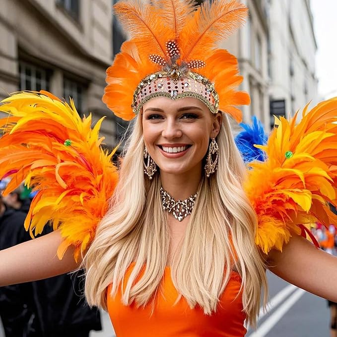 Women's Carnival Feather Headpieces Sequin Headdress for Wedding Masquerade Party Cosplay Feather Headbands
