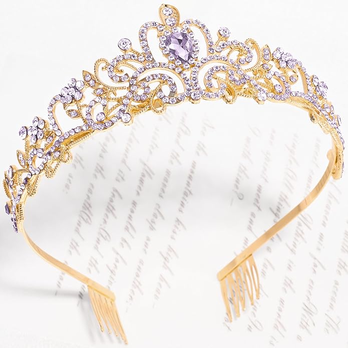 TAROSE Crowns for Women and Girls, Queen Crystal Gold Silver Tiaras with White Rhinestone and Combs, Goddess Crown for Wedding Bride Birthday Princess Bridal Shower Hair Accessories for Women