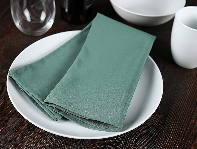 Arkwright Restaurant Cloth Napkins - (Pack of 25) Spun Polyester Dinner Napkin with Hemmed Edges - Ideal for Dinner, Wedding, Party, Banquet, Kitchen, 20 x 20 in, Green
