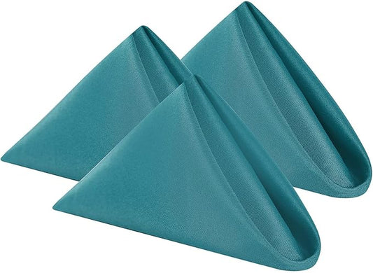 Cloth Napkins 17x17 inch Washable Polyester Dinner Napkins Soft Table Napkins for Wedding Party Dining Banquet(Teal,12PCS)