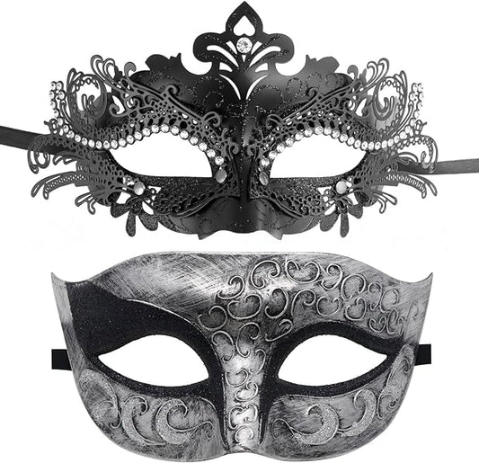 Coddsmz Couple Masquerade Mask Set - Venetian & Mardi Gras Mask for Women & Men