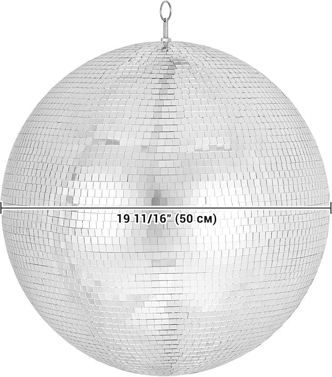 Yescom 20" Large Disco Ball Mirror Big Hanging Glass Decoration for 70s 80s Party Events Wedding DJ Dance Club Bar Stage Lighting Business Holiday Home Decor Silver