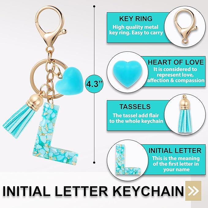 Initial Letter Keychain, Butterfly Keychain Cute Resin, Initial Keychain Backpack Charms, Key chain for Women, Girls