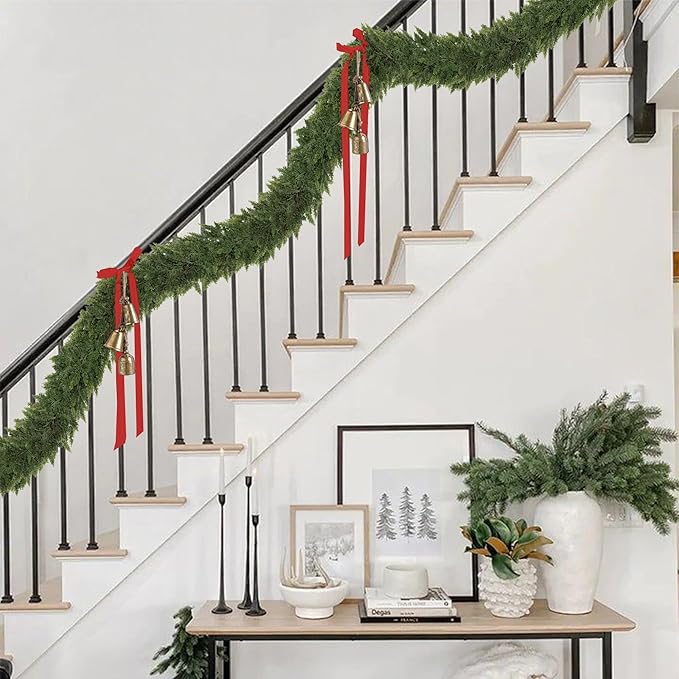 16ft Christmas Garland Realistic Soft and Thickness Green Faux Cedar Pine Garland Artificial Cedar Cypress Garland for Home Fireplace Wall Indoor Outdoor Holiday Party Home Decoration