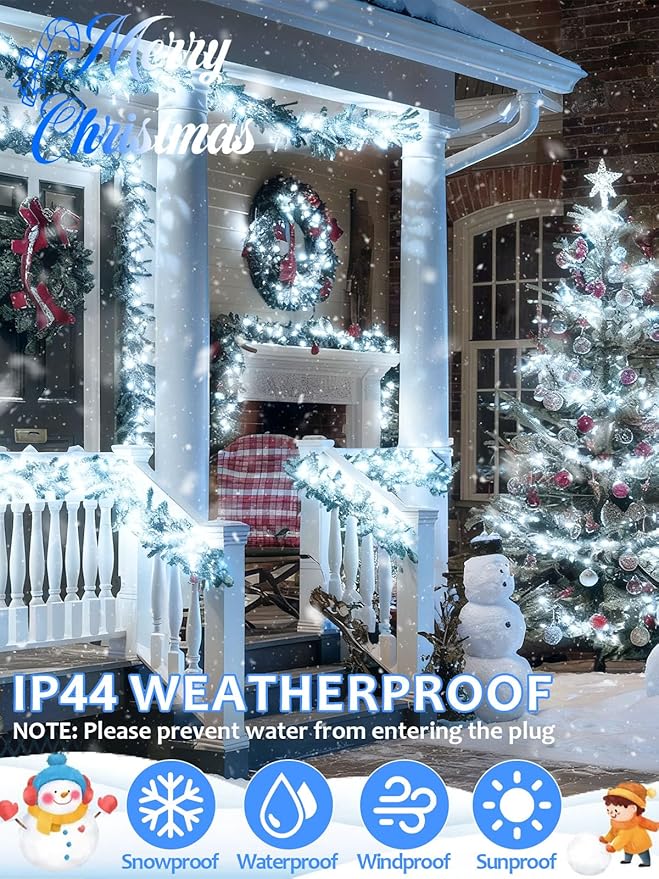 Voice Controlled Smart Christmas Lights Outdoor, 273.8ft 800 LED Twinkle String Light with 7 Voice Commands, 12 Modes & Timer, Dimmable Waterproof Christmas Tree Lights for Party Garden (Cool White)