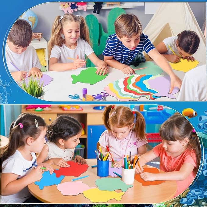 MixTeach 360 Pcs Assorted Color Fish Shape Cards - 4 Inch Fish Die Cuts - Bulletin Board Decorations for Classroom & Home School Decor - DIY Craft Project Supplies