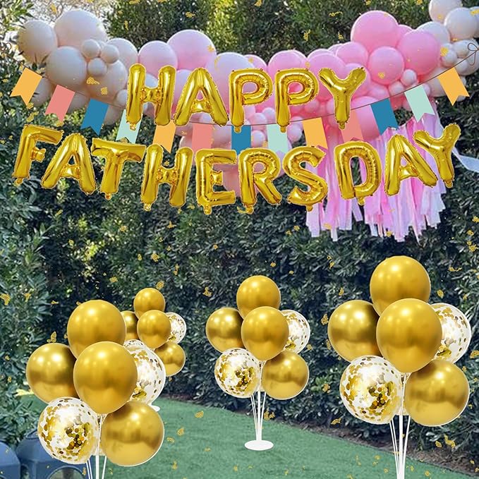 6 Set Balloon Stand with Gold Balloons Centerpiece Table Decorations Birthday Graduation Bridal Shower Wedding Anniversary Mother's Day Retirement New Years Decorations 2025