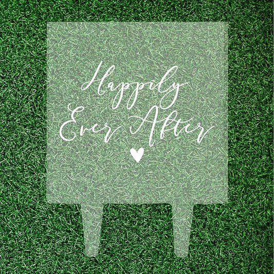 Andaz Press Modern Happily Ever After Custom Wedding Cake Topper, Acrylic Square Couple Cake Topper
