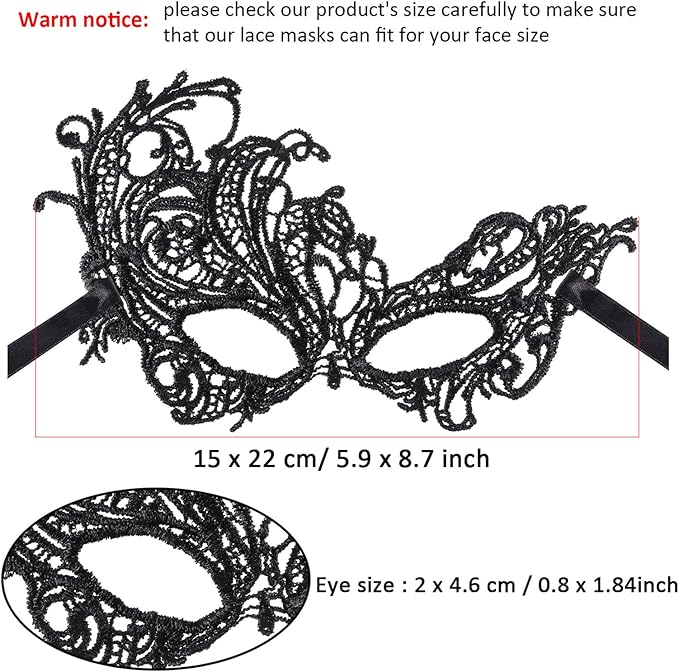 JOVITEC 6 Pieces Masquerade Mask for Women Halloween Lace Multicolored Venetian Mask for Carnival Mardi Gras Evening Prom