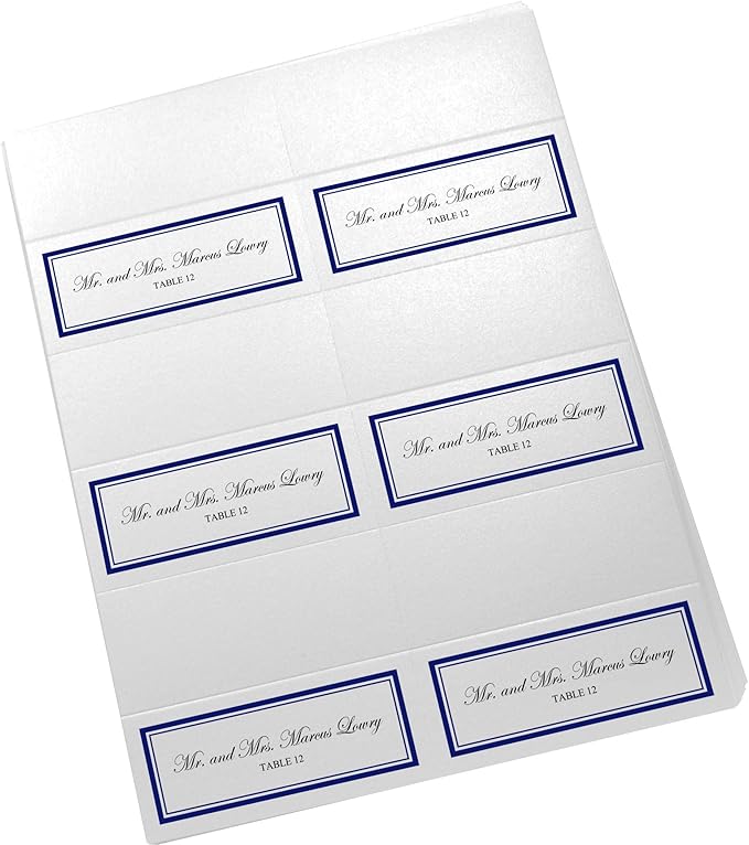 Double Line Border Printable Place Cards, Navy (Choose Color), Set of 60 (10 Sheets), Laser & Inkjet Printers - Wedding, Party, Dinner, and Special Events - Made in the USA