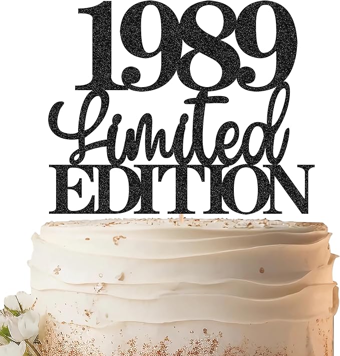 Limited EDITION 1989 Cake Topper - Black Glitter Happy 36th Birthday Party Cake Decoration Supplies, Cheer to 36 Years Cake Bunting Decor for 36th Birthday Party Photo Booth Props