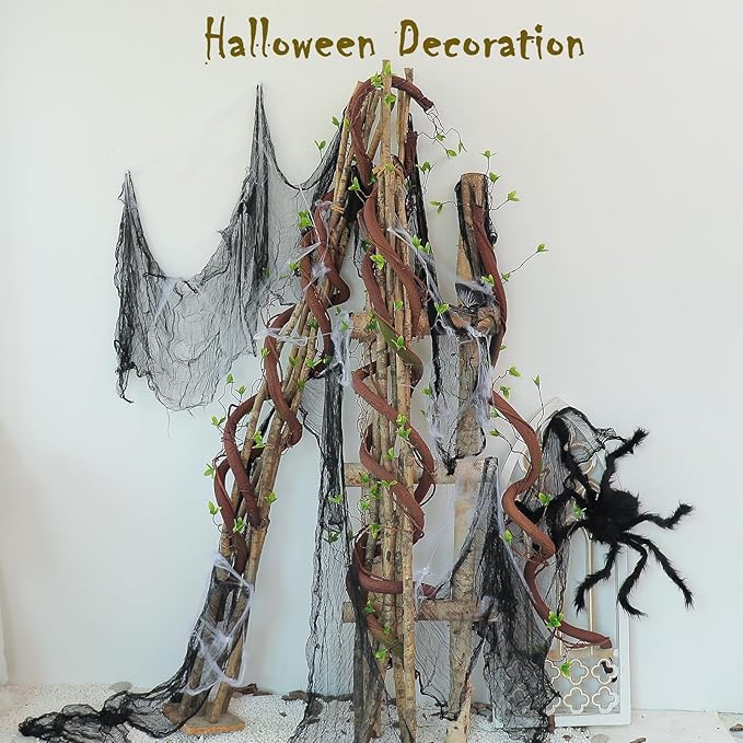 Bendable 63in Artificial Tree Twigs Cane Wood Vine Branches Fake Plants Trunk Garland with Leaves for Home Wedding Garden Wall Hanging Mantel Christmas Thanksgiving Day Decoration