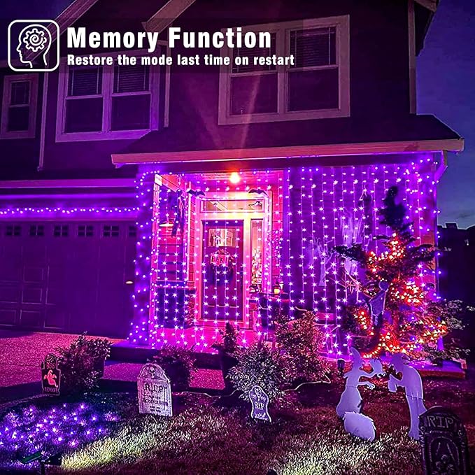 66FT 200 LED Christmas Lights Outdoor, Purple Christmas String Lights Waterproof 8 Modes, Connectable Christmas Decorations Lights Clear Wire for Indoor Home House Room Patio Garden Party