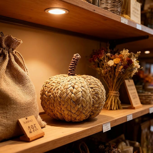 1Pcs of 6 Inch Reed Autumn Harvest Big Pumpkins,Serving as Fall Decorations for Thanksgiving & Halloween,are Suitable as Decorative Pumpkins for Table Centerpieces