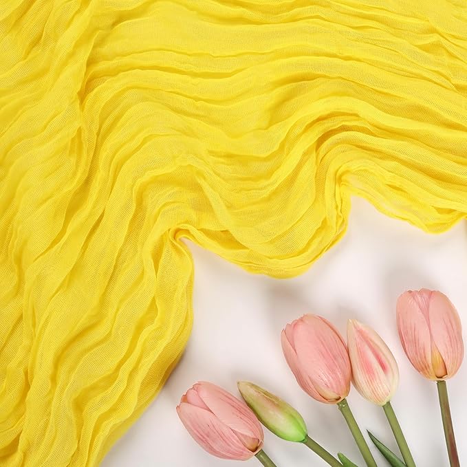 6 Pack Yellow Cheesecloth Table Runner 10FT Boho Cheese Cloths Gauze Fabric Table Runners 120 Inch Rustic Sheer for Wedding Birthday Party Baby Shower Centerpiece Home Decorations