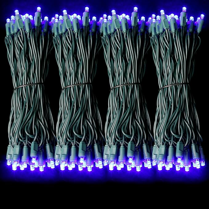 LAMPHOME 100Count (2pk of 50L) String Lights, LED Christmas Lights, 6" SPACING,Green Wire,Blue