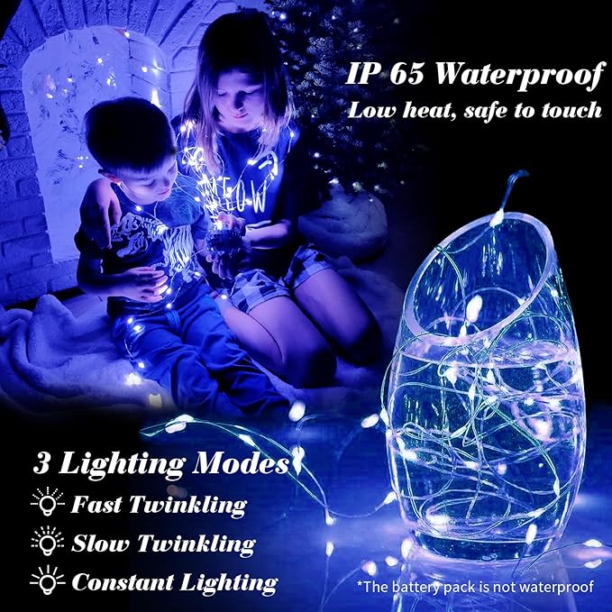 ZGWJ 24 Pack Fairy Lights Battery Operated, 7ft 20 Mini LED Fairy String Lights Silver Wire 3 Modes for DIY, Parties, Wedding, Bedroom, Halloween Christmas Decoration Mixed-Color