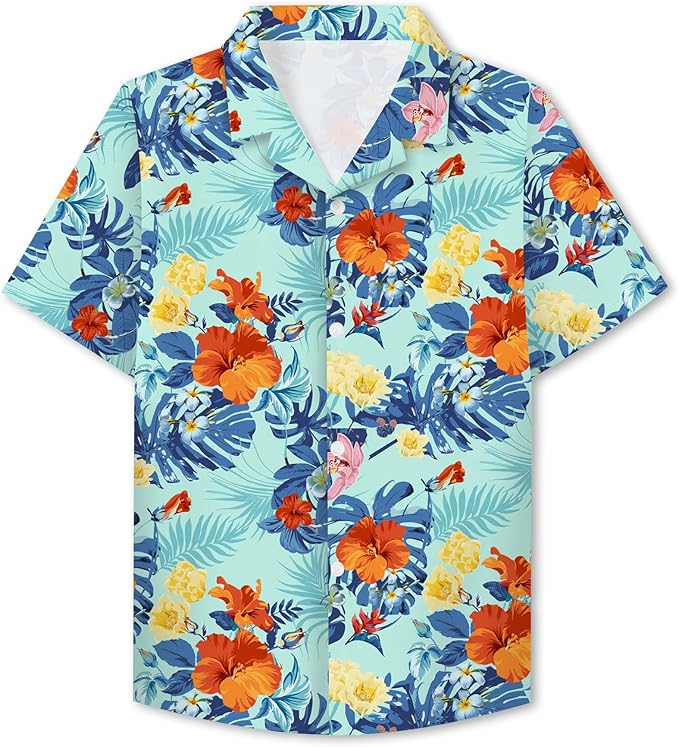 Cromoncent Matching Hawaiian Outfits for Family, Dad and Son Matching Luau Beach Tropical Shirts Mommy Daughter Tropical Sets