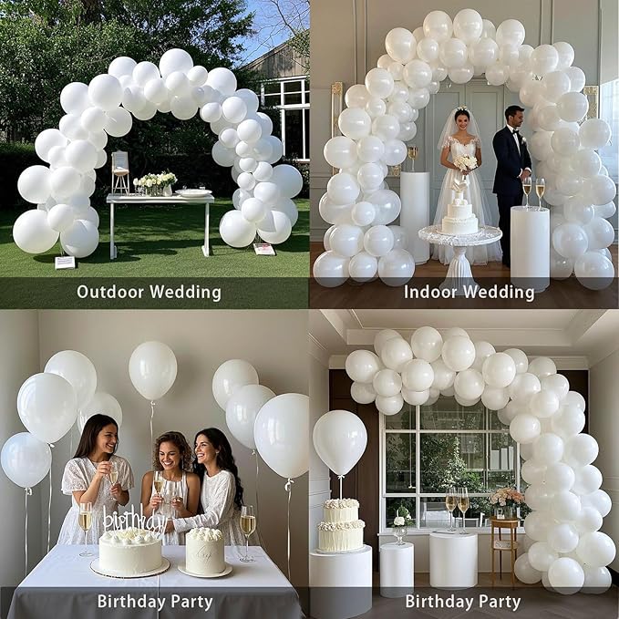 White Balloons 145 pcs Matte Party Decorations Arch Kit Different Sizes of 18 12 10 5 Inch White Balloons for Balloon Garland or Balloon Arch as Birthday Wedding Bridal shower Arch