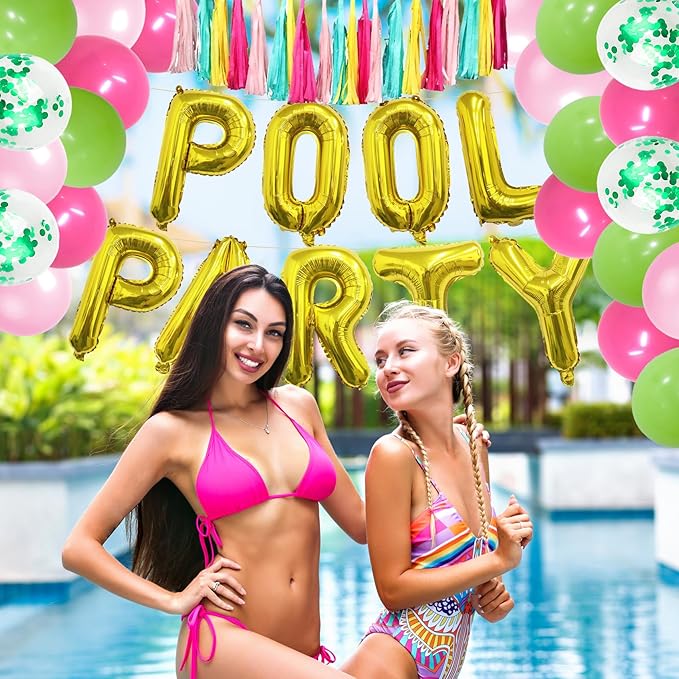 Pool Party Decorations for Girls Kids Birthday Summer Beach Party Decorations Pool Party Favors Supplies Summer Birthday Party Decorations Tropical Luau Hawaiian Party for Boys Pool Party Balloons