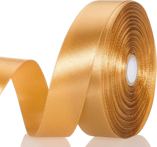 1 Copper Solid Satin Ribbon, 50 Yards Craft Fabric Ribbon for Gift Wrapping Floral Bouquets Wedding Party Decoration