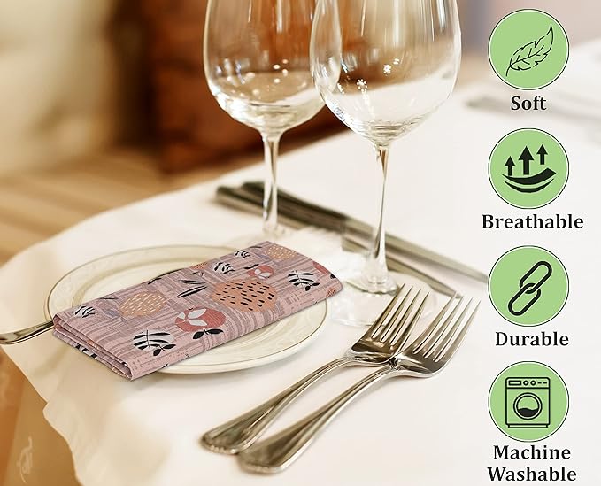 RUVANTI Cloth Napkins Set of 6 Cotton 100%, 18x18 Inches Napkins Cloth Washable, Soft, Absorbent. Cotton Napkins for Parties, Christmas, Thanksgiving, Weddings, Dinner Napkins Cloth - Dusty Palette