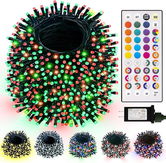 LitHome 164FT 500 LED Color Changing Christmas String Lights Outdoor, 35 Colors RGB Christmas Lights with Remote, Dimmable Led String Light Plug in, Xmas Tree Light Indoor for Holiday Party Decor