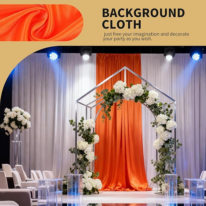 5x10FT Photo Stage Backdrop 2 Panels Curtains Drapes for Photography and Party (Orange)