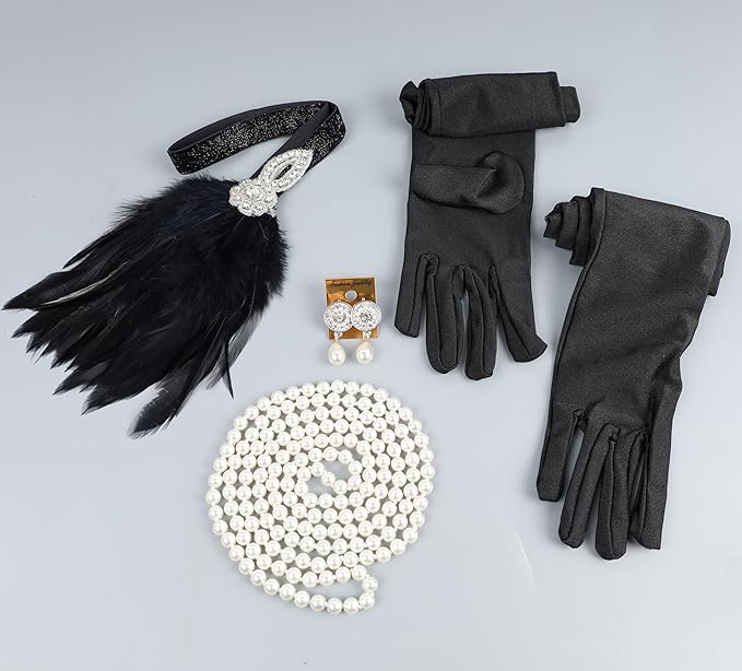 1920s Flapper Accessories Sets Roaring 20s Gatsby Costume Accessories Set for Women