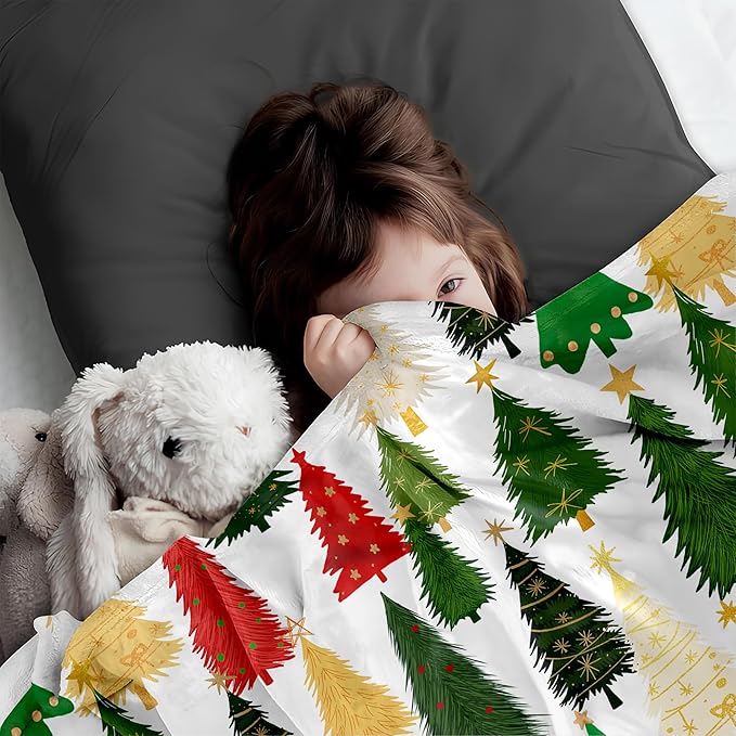 Christmas Fleece Throw Blanket – 300GSM Soft and Cozy Holiday Blanket for Sofa, Bed, Couch – Xmas Decorative Flannel Blanket, W60 x L80in