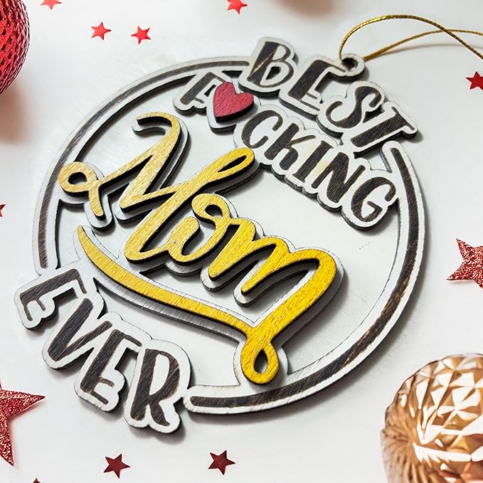 #1 Mom Wooden Christmas Ornament – Best Mom Ever 2025, Mother’s Day Tree Décor, Hero Ornament