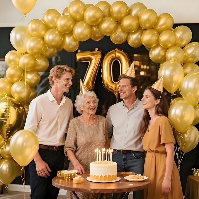 KAWKALSH Metallic Gold Balloon 12 Inch, 110pcs Latex Party Balloons Helium Bright Color for Birthday Baby Shower Wedding Party Supplies Arch Garland Decoration