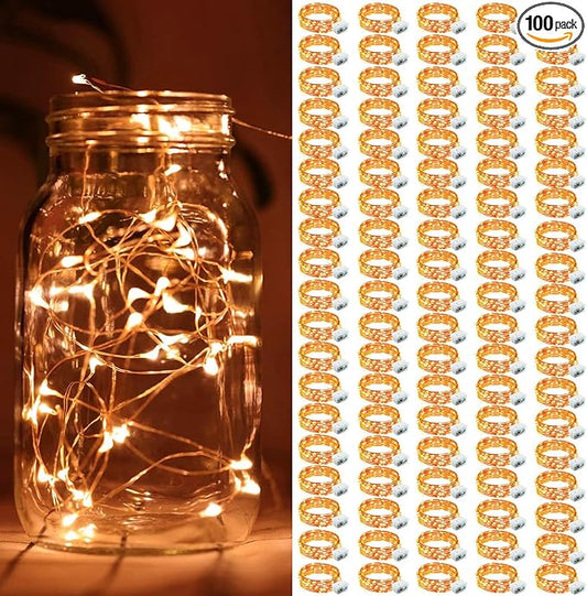 ZGWJ 100 Pack Fairy Lights Battery Operated, 7ft 20 Mini LED Fairy String Lights Silver Wire 3 Modes for DIY, Parties, Wedding, Bedroom, Halloween Christmas Decoration Orange