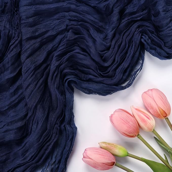 12 Pack Navy Blue Cheesecloth Table Runner 10FT Boho Cheese Cloths Gauze Fabric Table Runners 120 Inch Rustic Sheer for Wedding Birthday Party Baby Shower Centerpiece Home Decorations