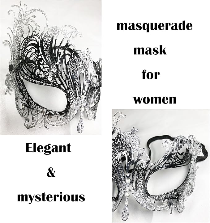 Masquerade Mask for Couple Mardi Gras Venetian Party Mask Set Halloween Costume Accessory