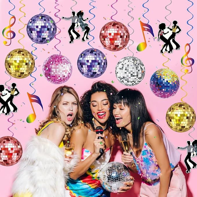 40Pcs Disco Party Hanging Swirl Decorations Disco Ball Hanging Swirls Disco Party Decorations 70s Party Hanging Swirls Ceiling Decor for Disco Themed 1970s Birthday Party Favors Supplies