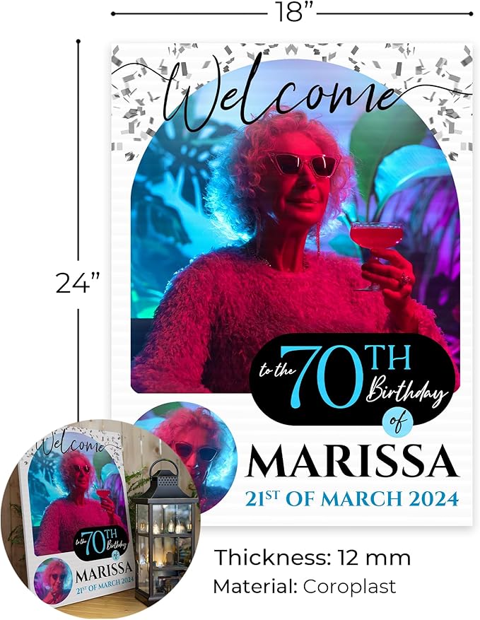 18"x24" Custom Welcome Sign for Party, Personalized Welcome Sign for Birthday Party, Custom Sign in Acrylic, Foam Board, or Coroplast Welcome Signs B (Design G)