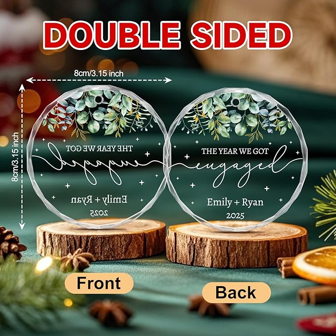 Engagement Gifts for Couples - Personalized Christmas Ornaments Engagement Gift for Newly Engaged Couples, Women, Fiance, Her - Bride to Be Gifts, Just Engaged Acrylic Ornament 2025 Party Decorations