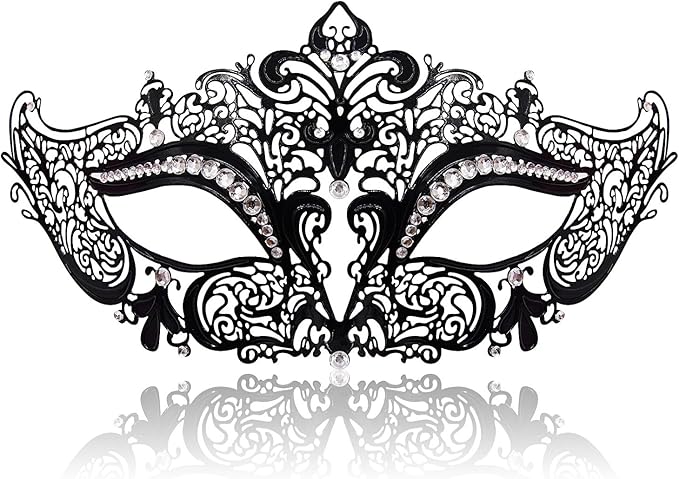 Venetian Masquerade Mask for Women - Ultralight Shiny Metal Rhinestone Party Evening Prom Ball Mask