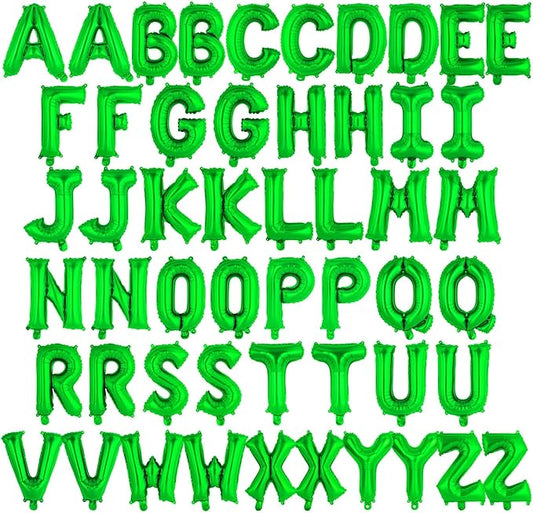 52 Pcs Green Letter Balloons,16 Inch Foil Alphabet Letter Balloons, Letter A-Z Balloon Banner Custom Phrase Balloon for Birthday Party Wedding Anniversary Decoration (Green 52pcs)