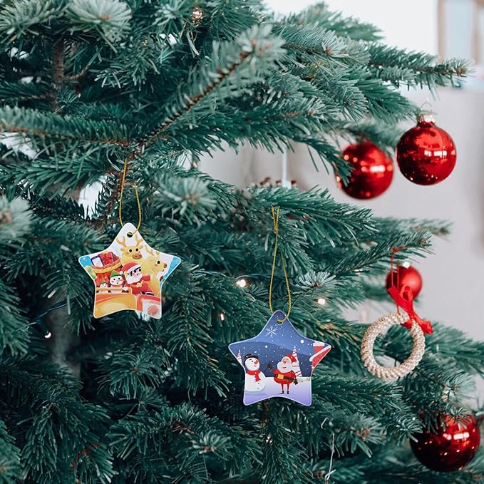 Custom Ceramic Christmas Ornaments with Photo Text - Personalized New Home Christmas Hanging Decorations Decorations