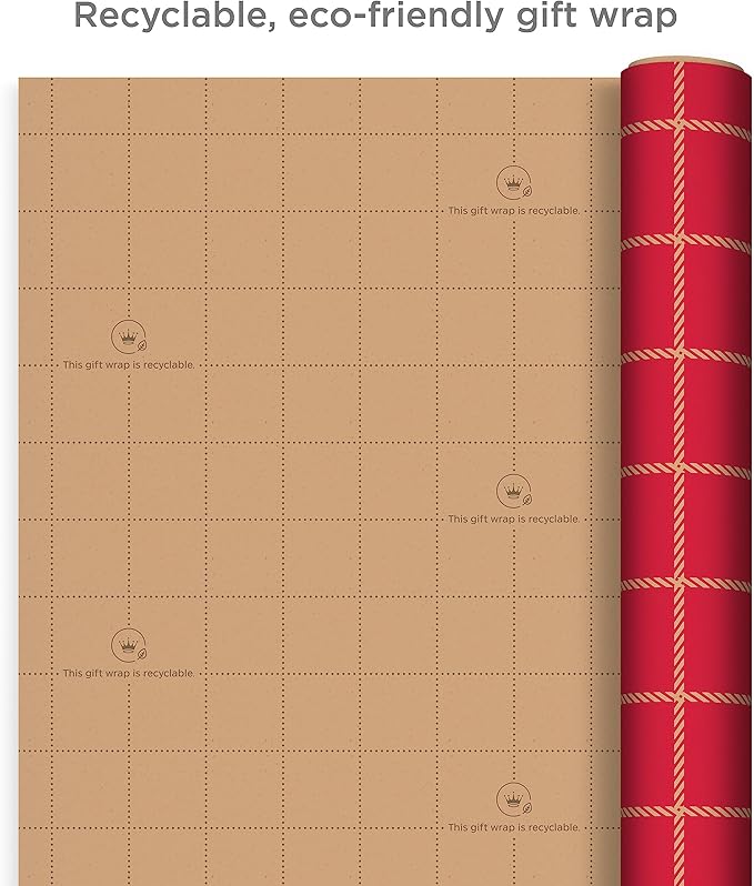 Hallmark All Occasion Reversible Wrapping Paper - Gold & Kraft Stripes, Triangles, Chevron, Polka Dots