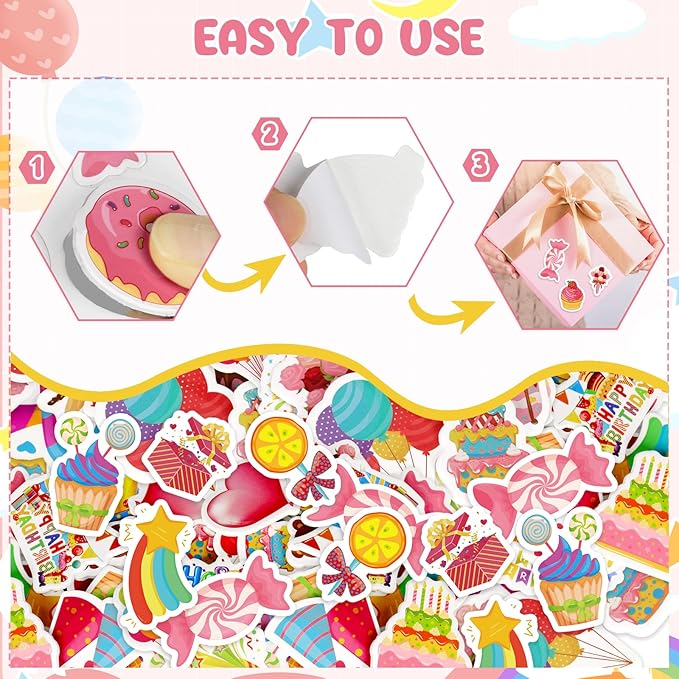 300Pcs Happy Birthday Foam Stickers, Cute Colorful Birthday Stickers Self Adhesive Sticker for Home Office School Classroom DIY Art Craft Birthdays Party Decorations Supplies