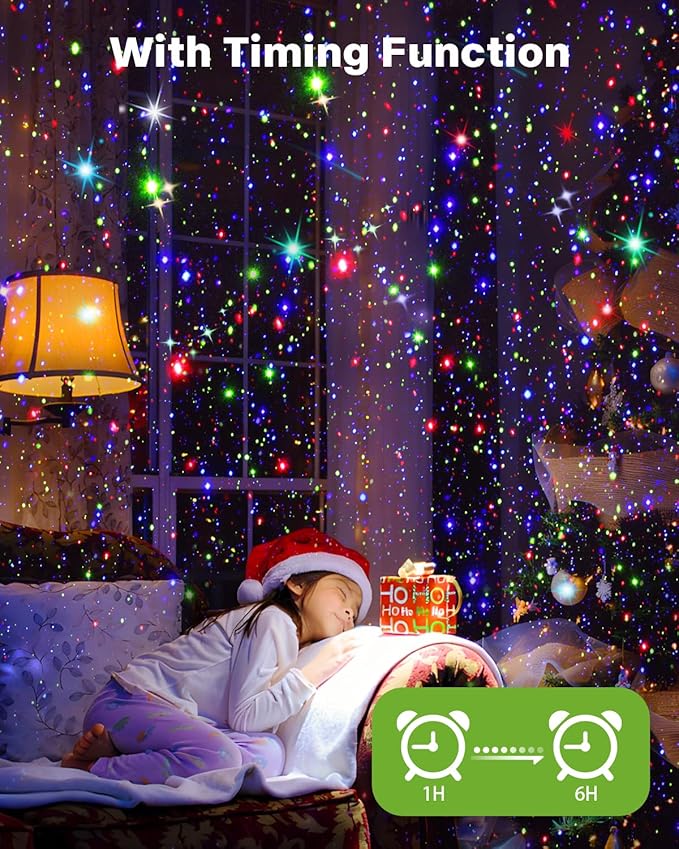 Brighter Laser Christmas Projector Lights Outdoor, Waterproof RGB 3 Colors Gypsophila Moving Twinkles Christmas Decorations Stars Light Show, Holiday Light Decorations for Yard/House/Garden/Party