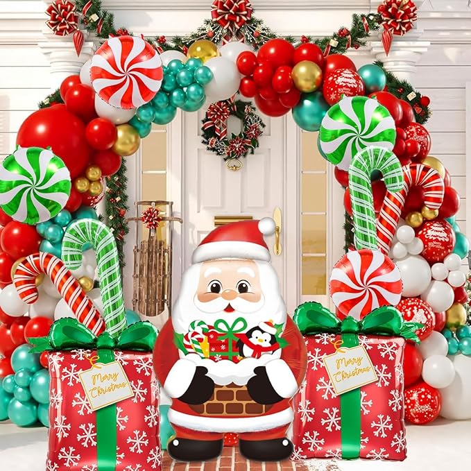 Christmas Balloons Decorations, Santa Balloon, Candy Cane Balloons For Candy Cane Christmas Decorations